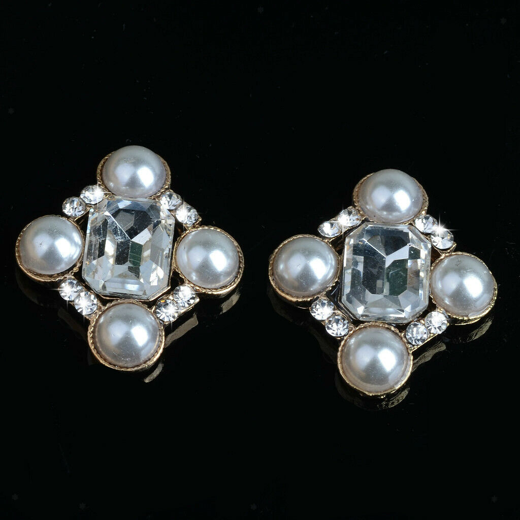 10 Pcs Diamond Rhinestone Crystal Bead Embellishment Buttons Flatback