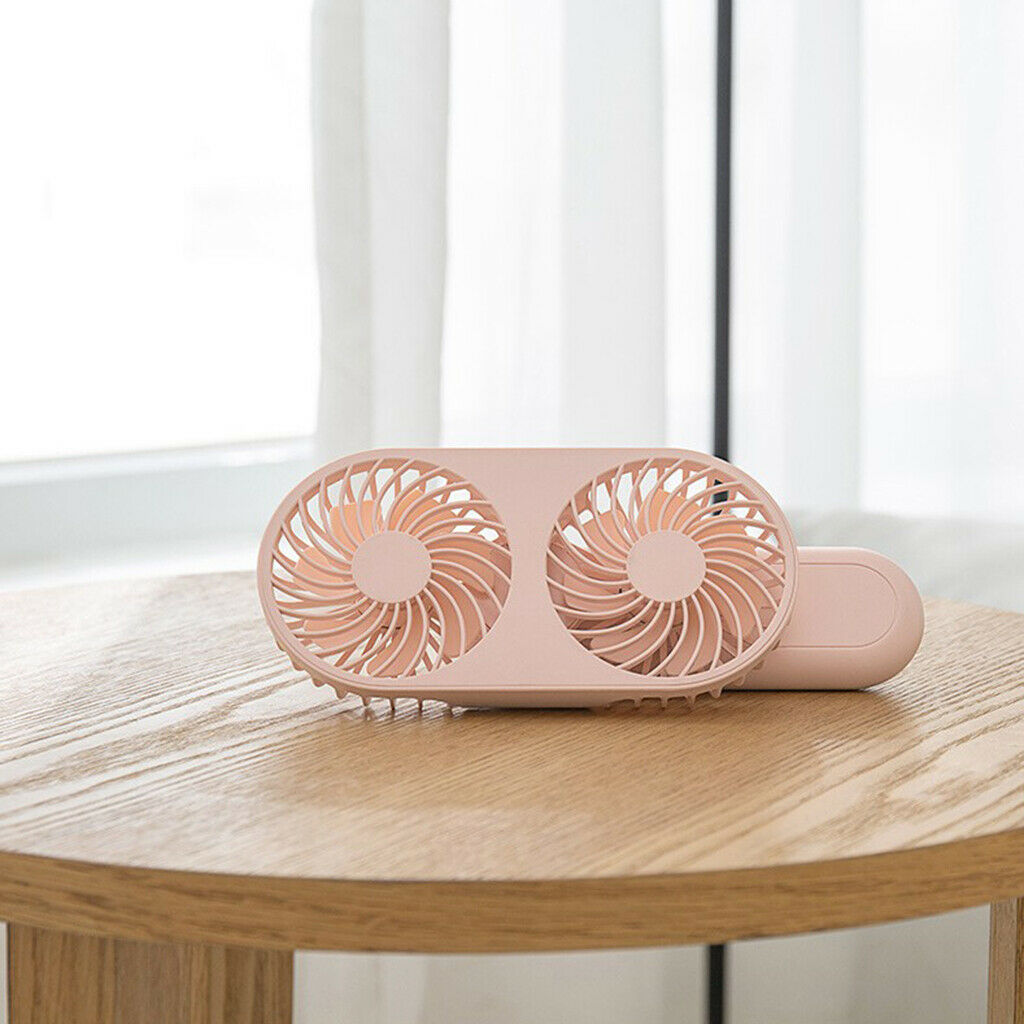 Dual Wind Handheld Fan 90Â° Rotate Personal Fan for Home Office Pink