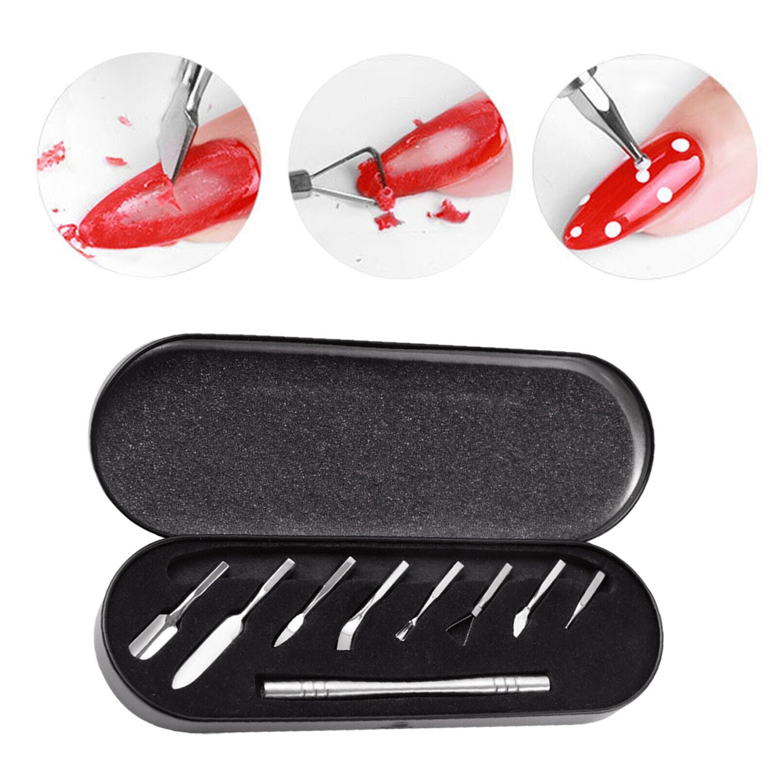 Cuticle Pusher Set Stainless Steel Nail Art Remover Nail Polish Kit Durable