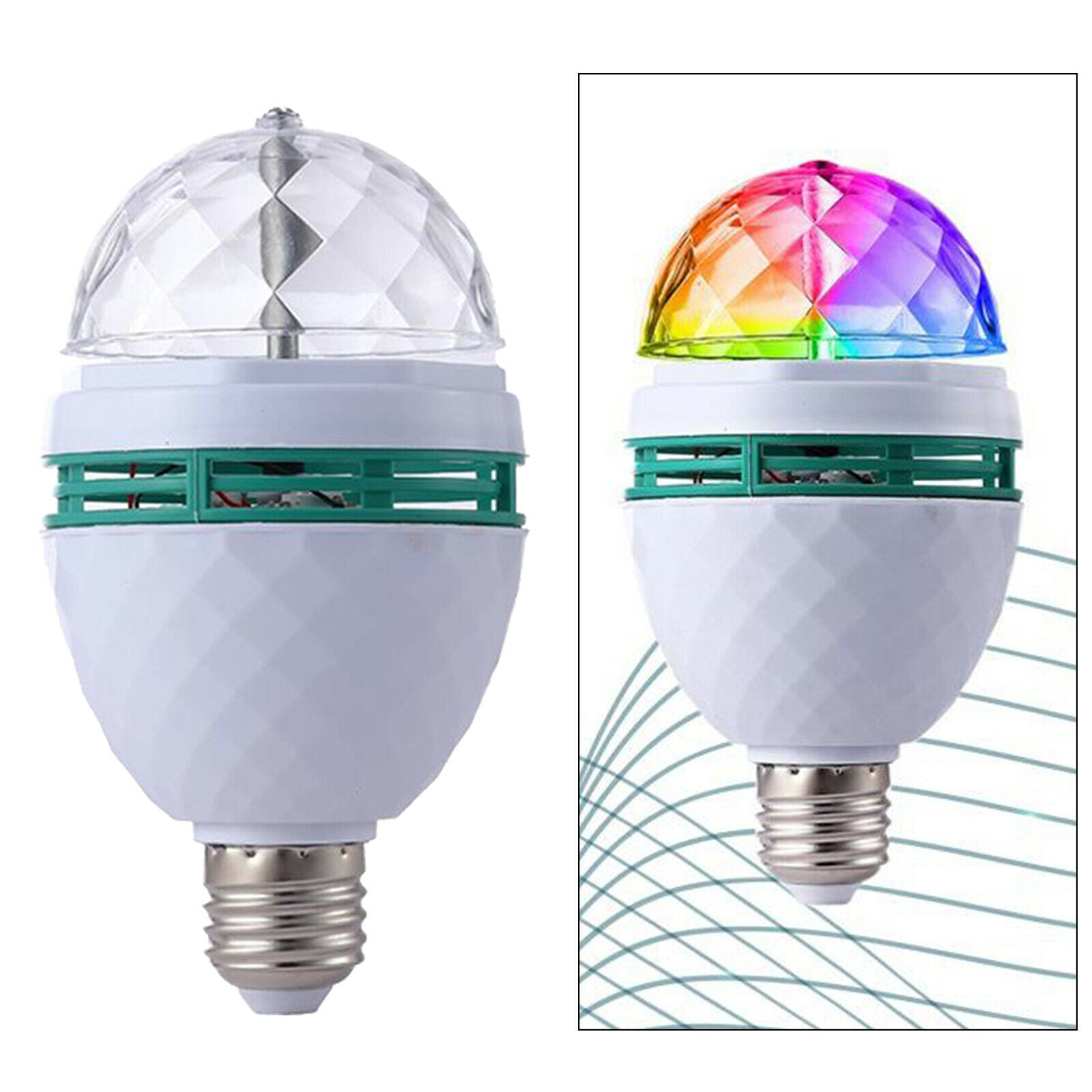 RGB Rotating Crystal Ball Bulb Lamp Home Outdoor Ornaments Stage Lights 6W