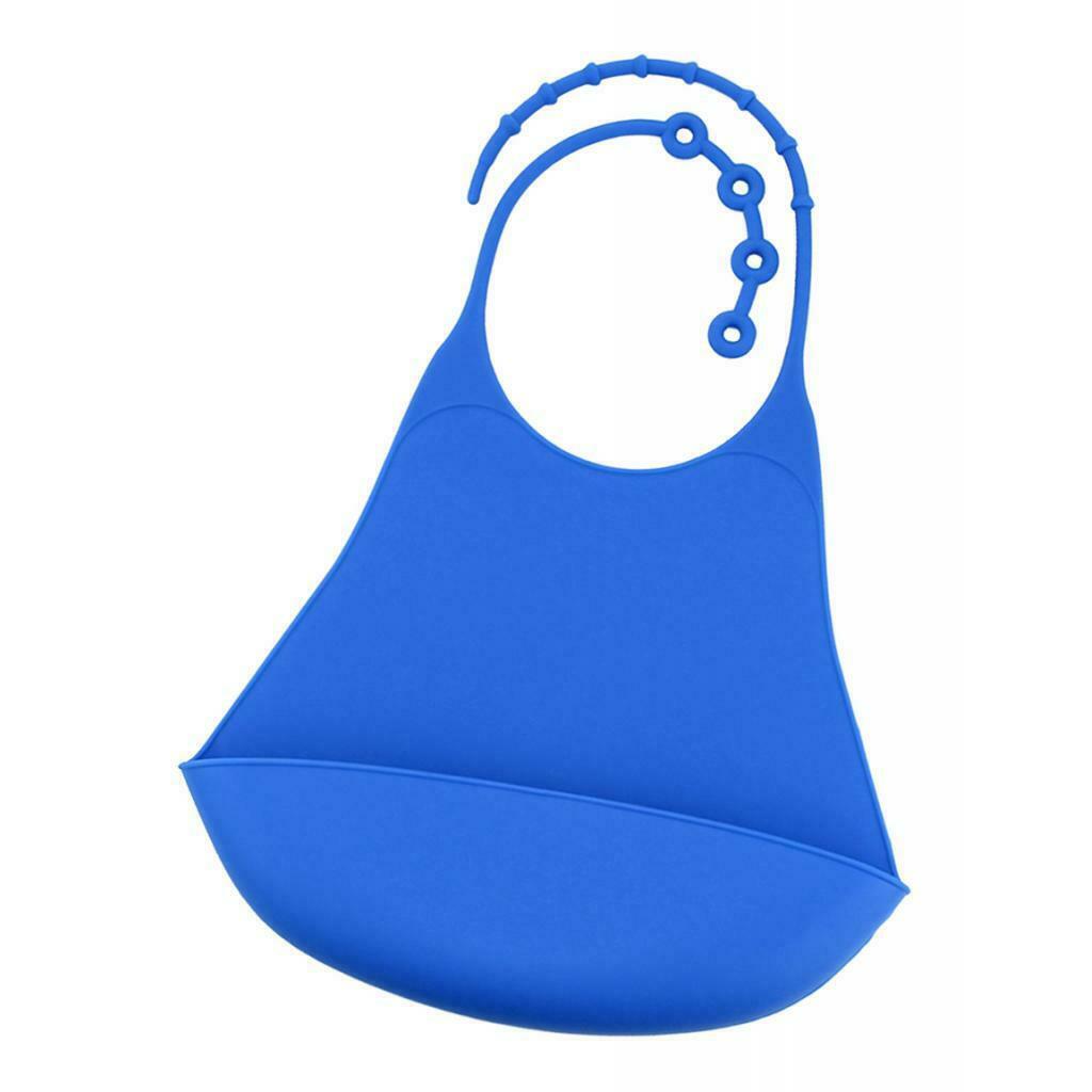 Bib Made of Silicone, with Crumb Protection - Dark Blue
