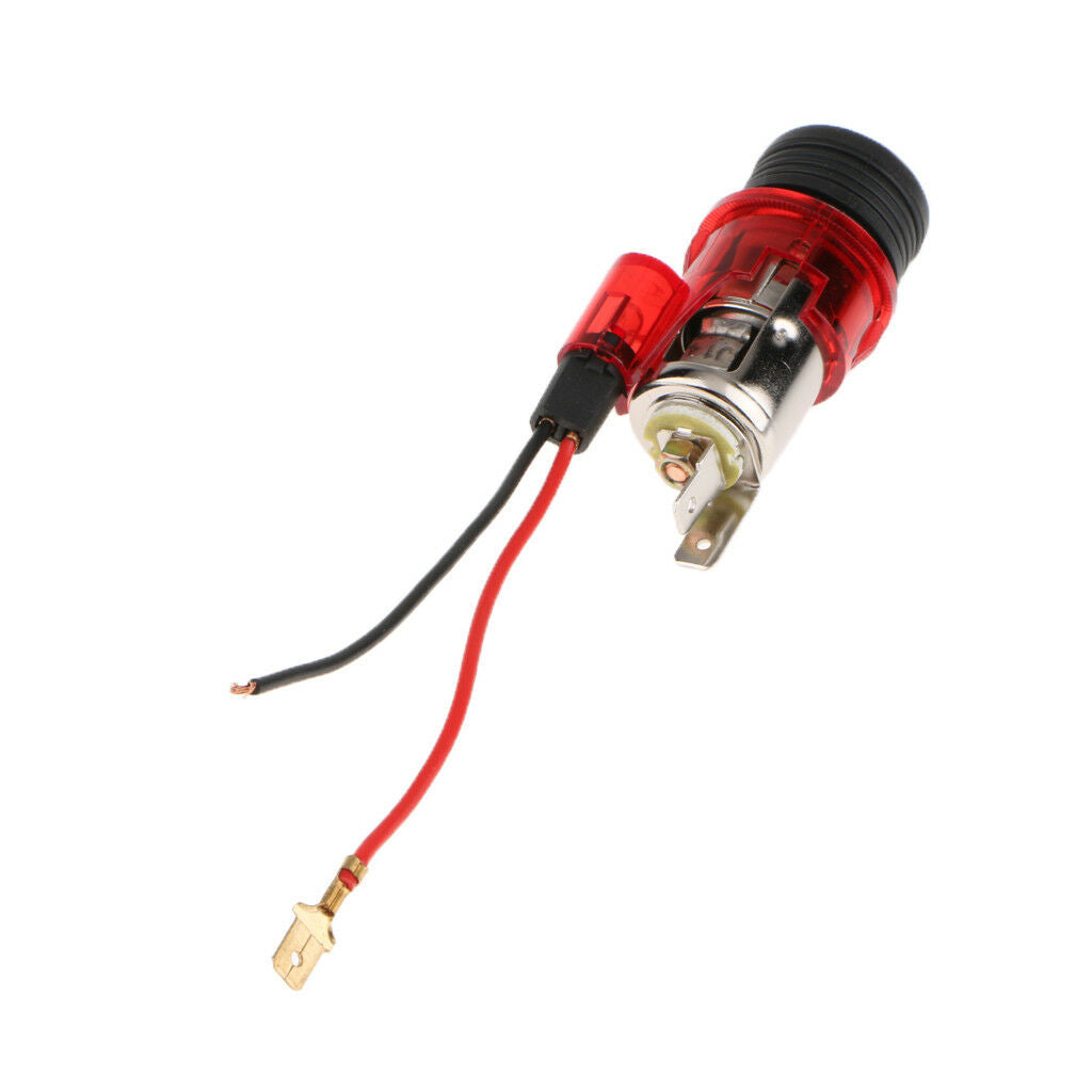 Car Cigarette Lighter Socket 12V Power Plug With Light Dia 28mm Red