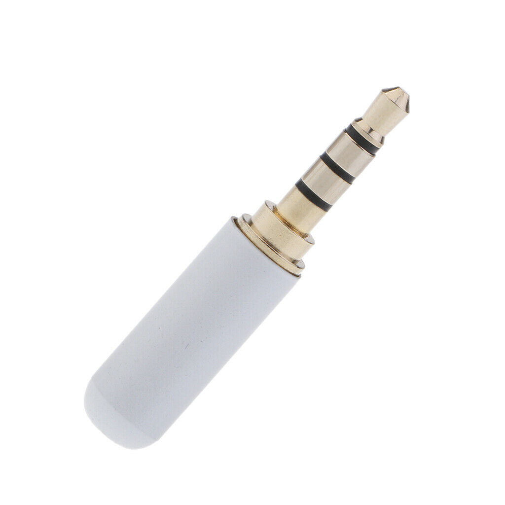 3.5mm 1/8'' TRRS 4 Pole Male Plug A/V Solder Connector, White