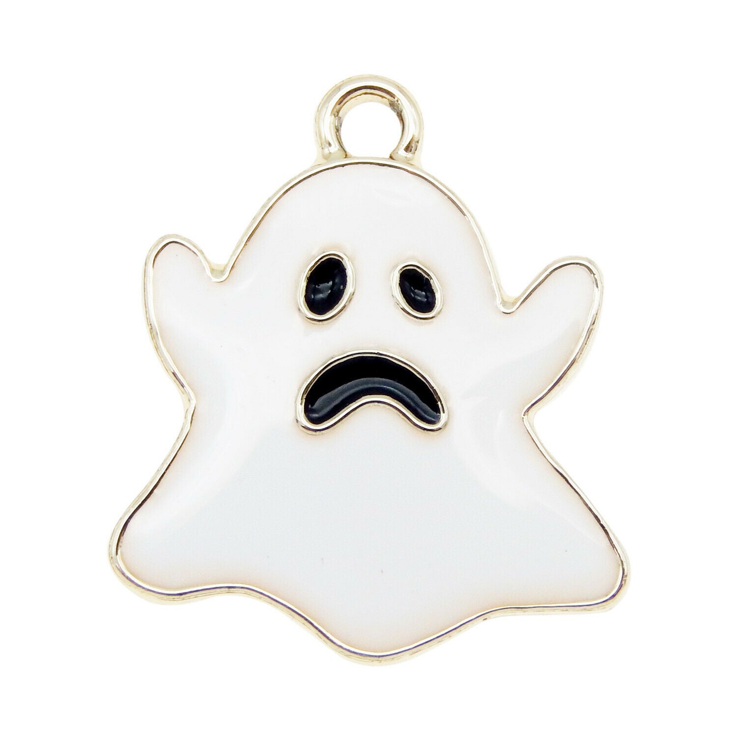 12 pcs Halloween Ghost Alloy Charm Enamel White Pendant Earring Findings 20*18mm