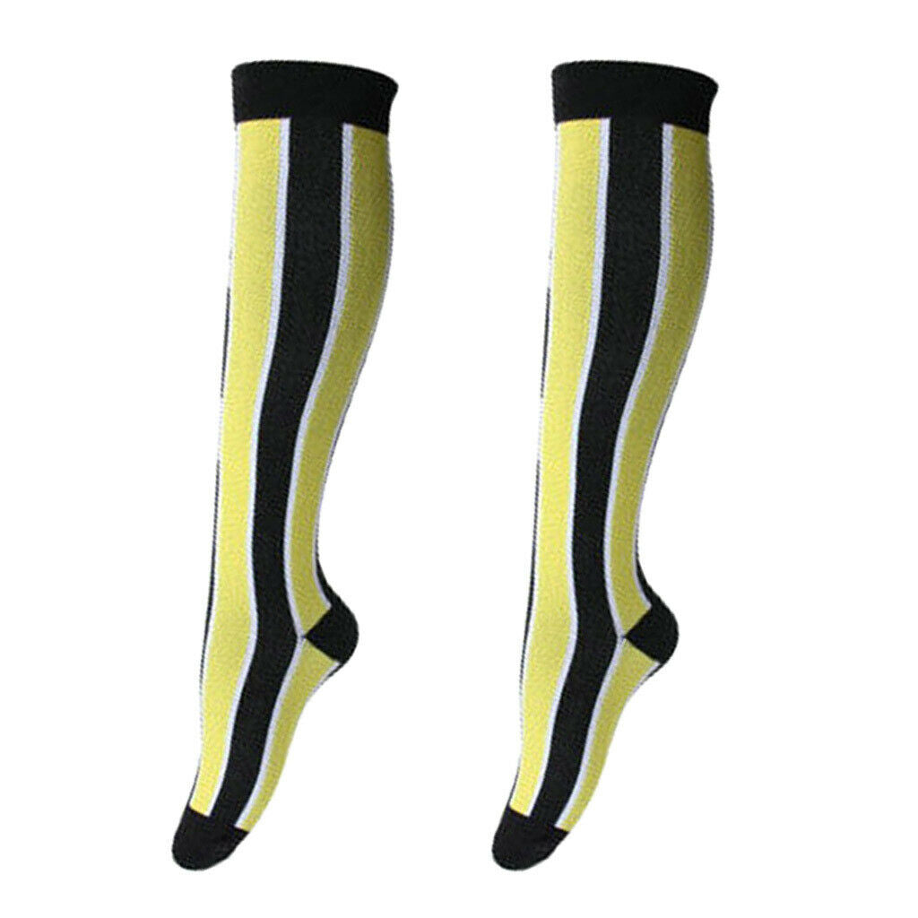 Women Running Jogging Long Sleeves Compression Socks Black Yellow M S