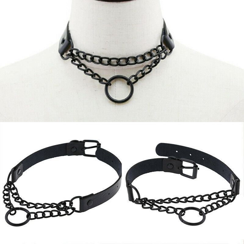Gothic Punk Leather Choker Pendant Chain Buckle Collar Necklace Jewelry B.l8
