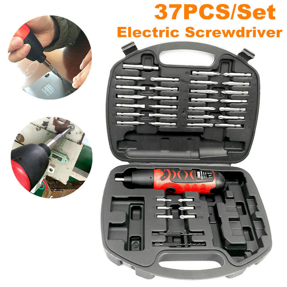 37PCS Screwdriver Electric Cordless Brushed Power Repair Drill Tool Kit 200 RPM