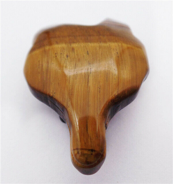 38x25x11mm Natural Tiger Eye Gem Carved Fox Head Statue Reiki Decoration HH8124