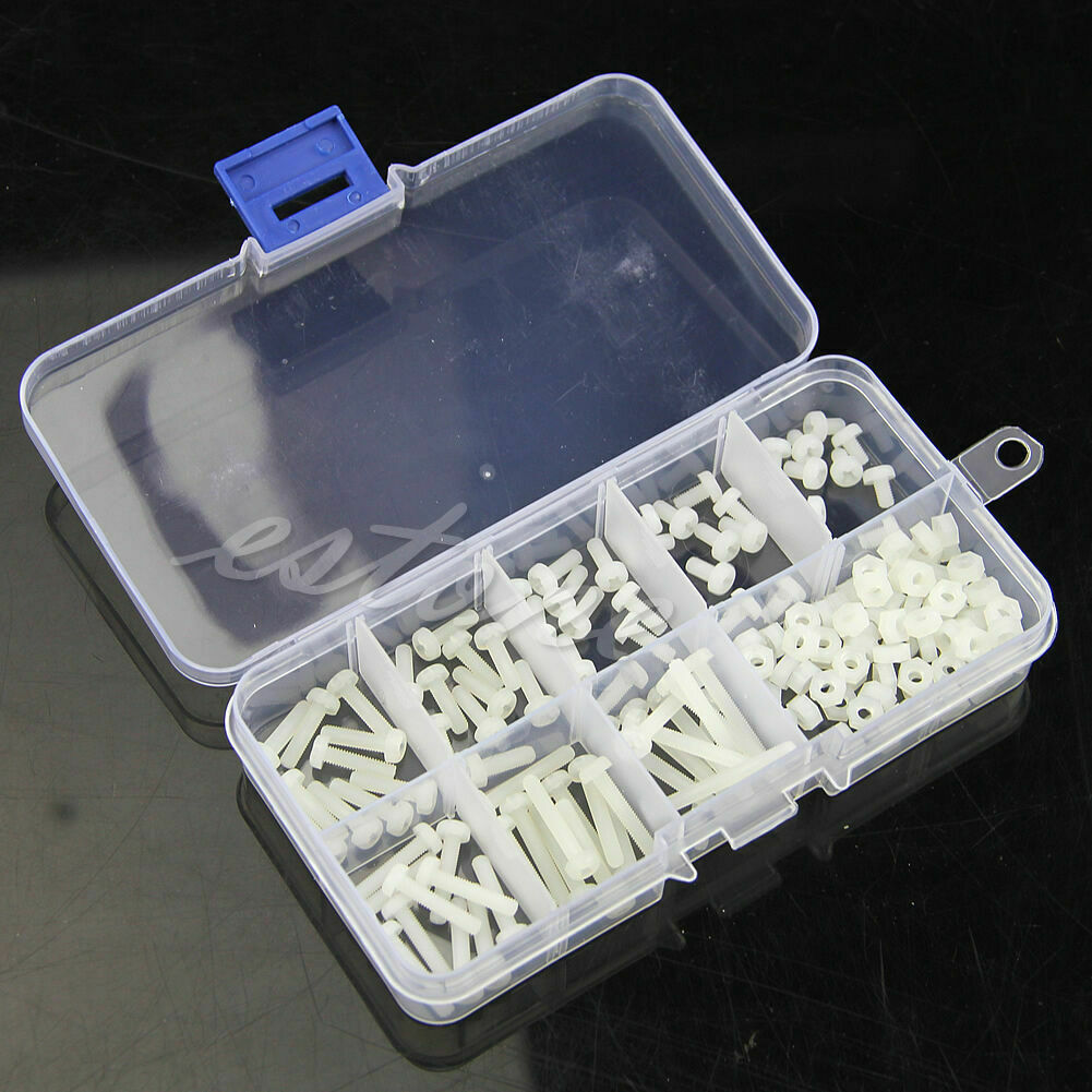 150Pcs M3 White Nylon Hex Screw Bolt Nut Standoff Spacer Kit Set