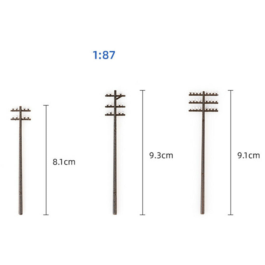 10PCS 1:87 Mini Electric Line Pole for Train Railways LANDSCAPE LAYOUT HO #1