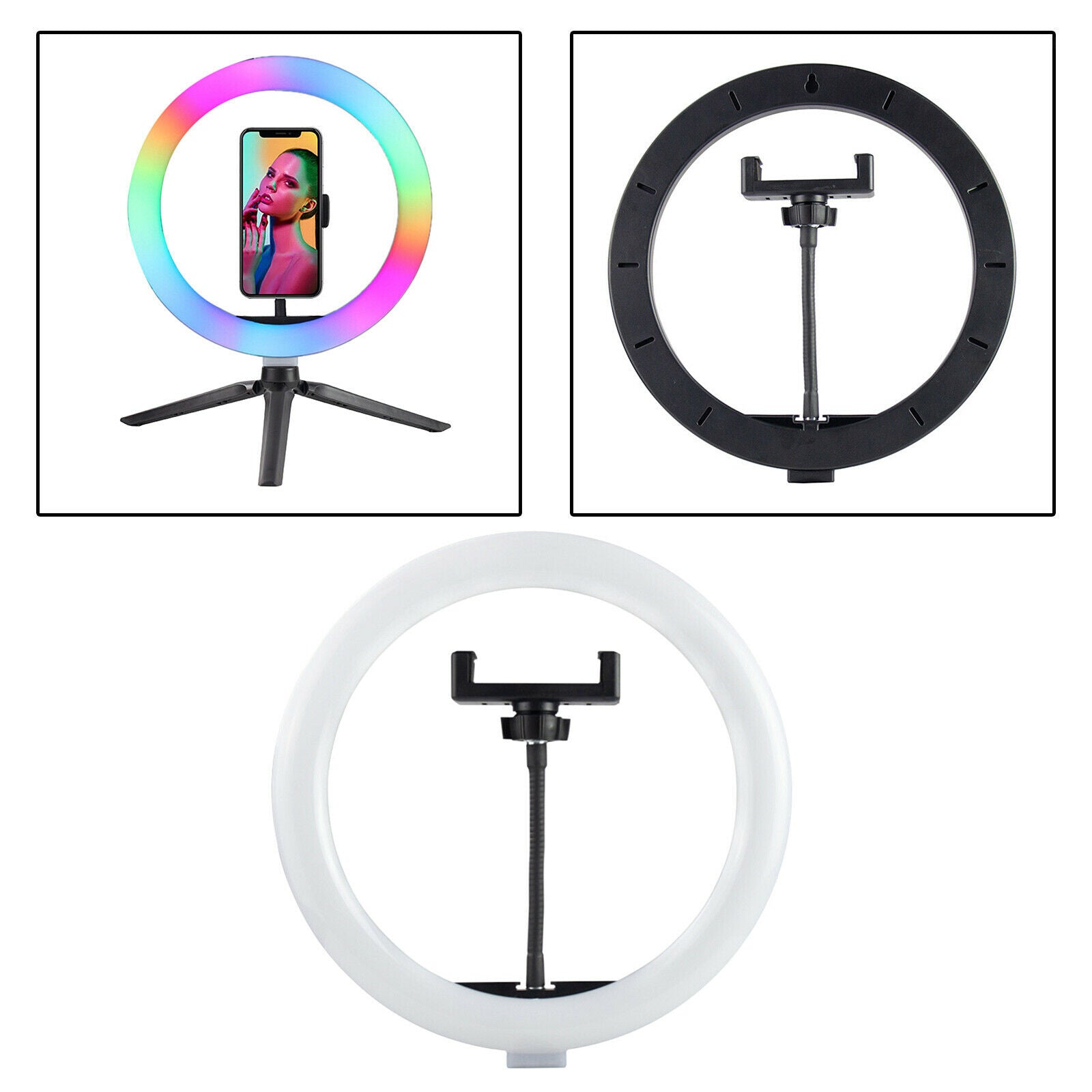 10inch LED Ring Dimmable Light with Tripod Stand Tabletop Makeup Ringlight