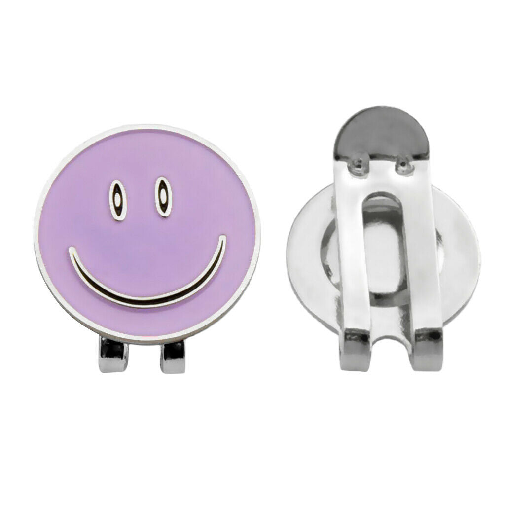 2Pcs Alloy Smile Face Golf Ball Marker With  Hat Clip Golfer Gift