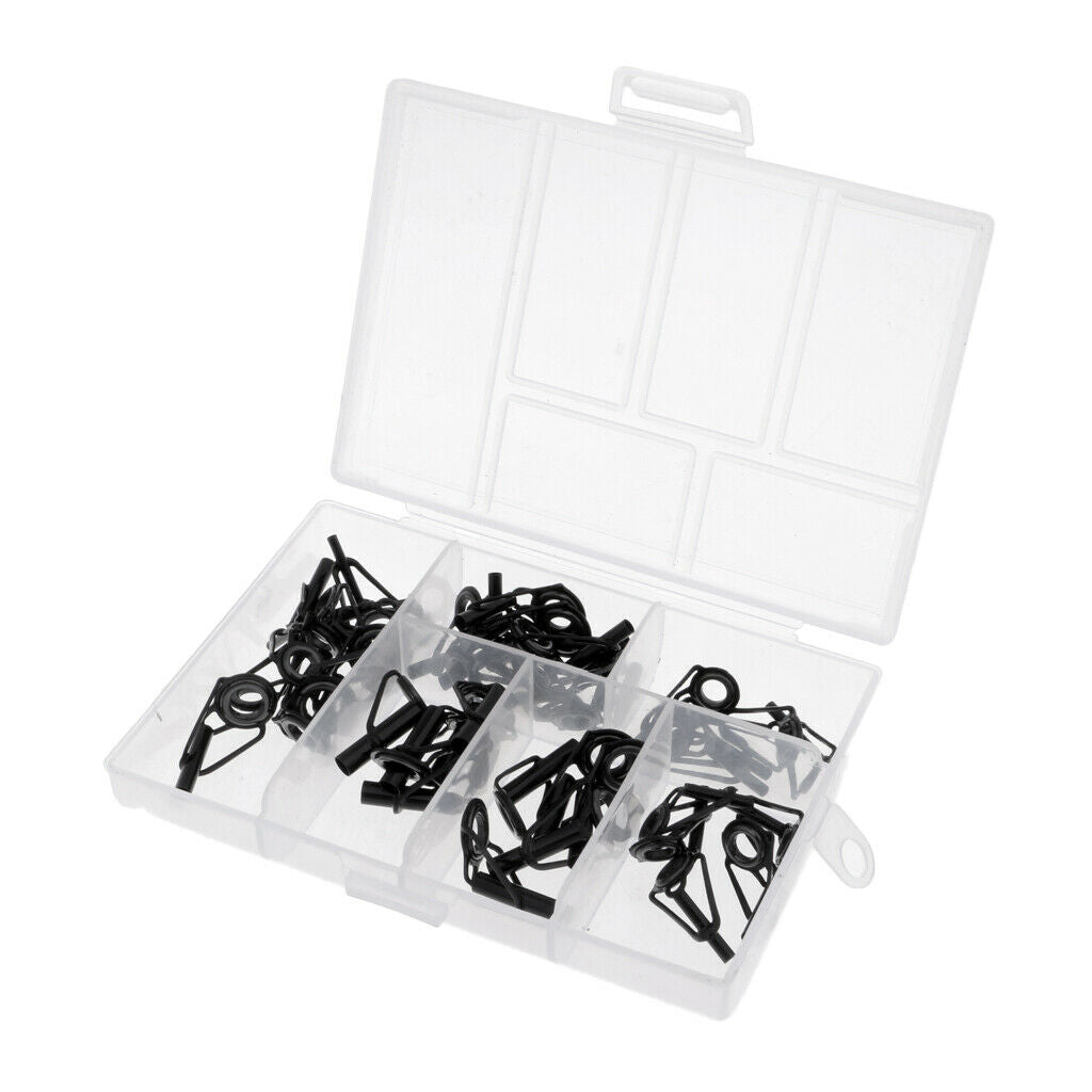 40Pcs Stainless Steel Fishing Rod Guides Ring Rod Repair Part Kit DIY Tips Ring