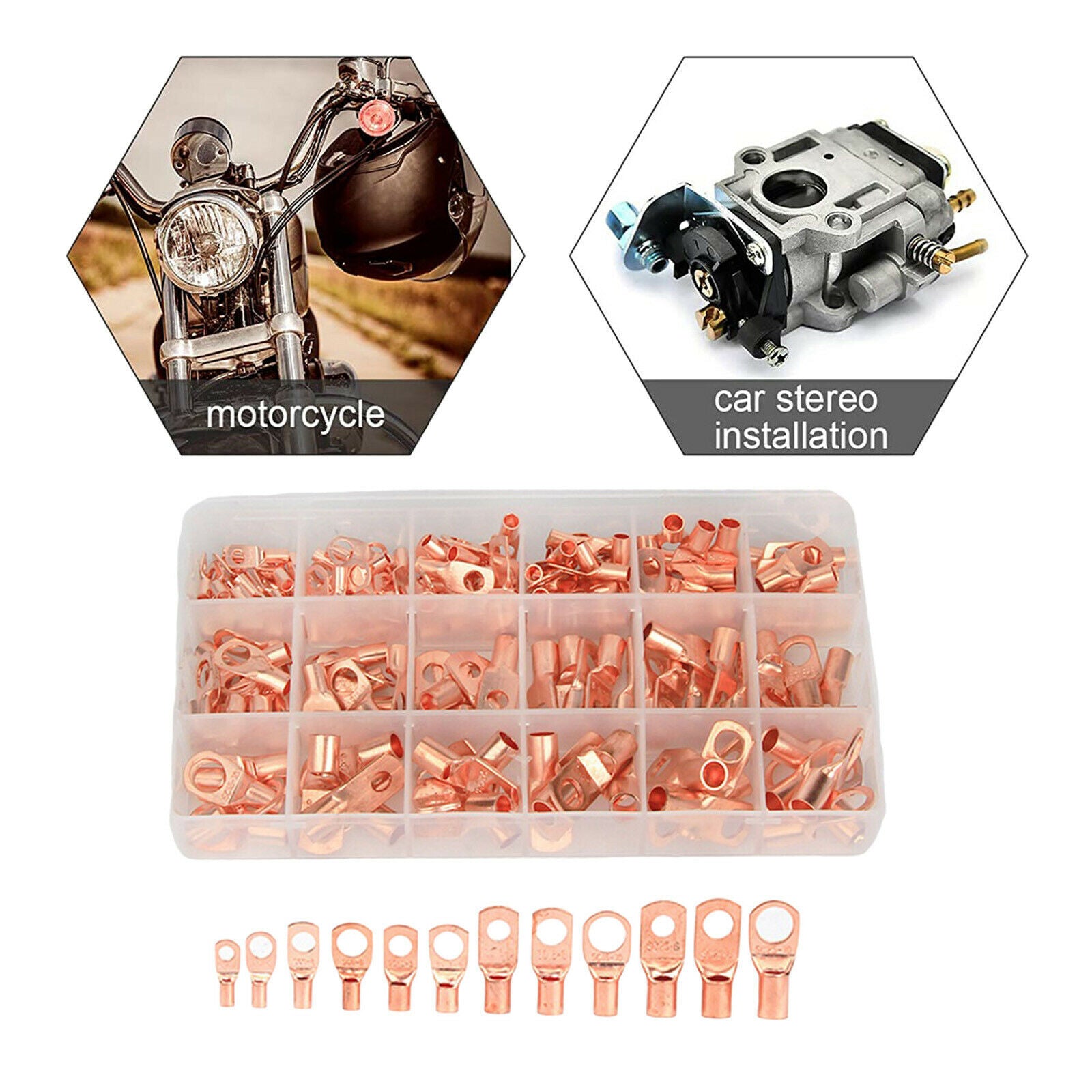 170x Copper Battery Cable Ends for Automotive Supplies AWG6 AWG8 AWG10 AWG12