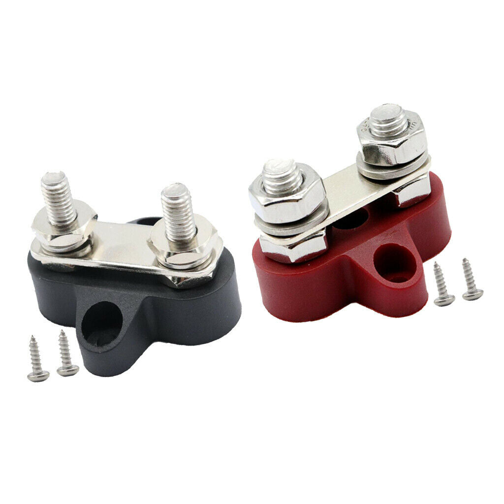 2 Pieces Car Marine Boat RV Heavy Duty M8+M6 Power Dual Terminal Studs Block