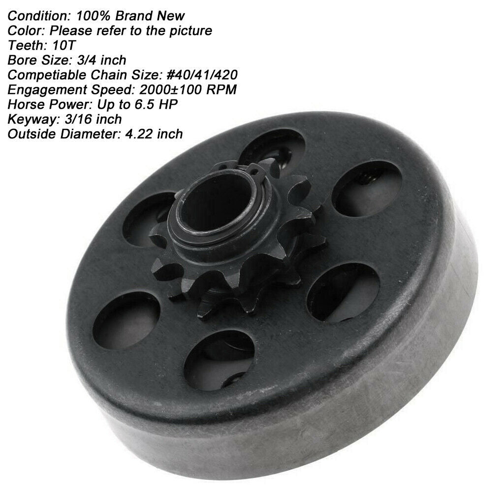 Performance Clutch 3/4" Bore /420 Chain 10T Tooth For Go Kart Mini Bike BK CA