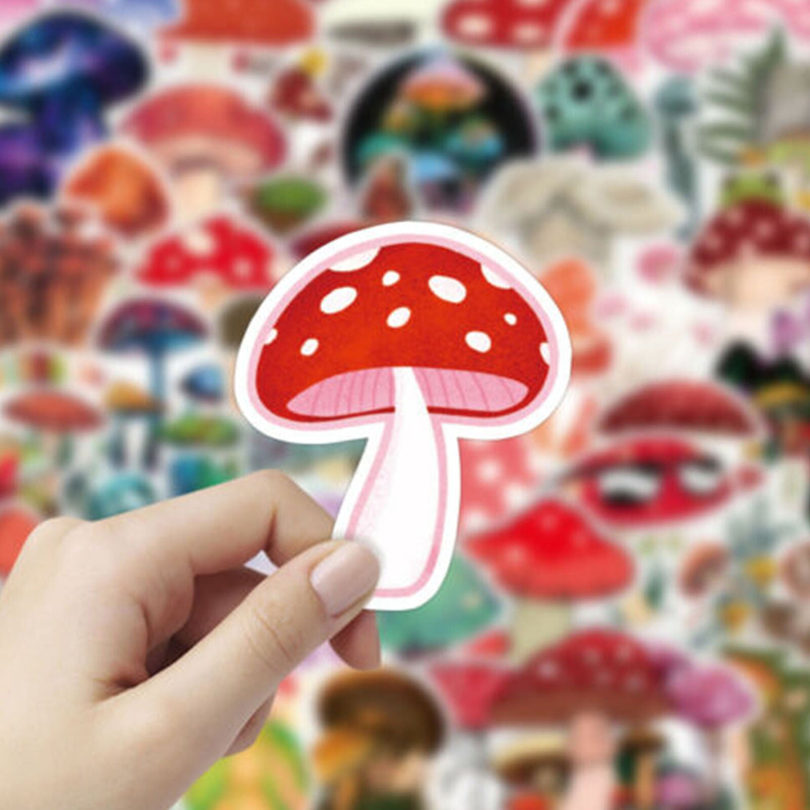 50PCS Cute Plant Mushroom Stickers For Laptop Skateboard Helmet Luggage Wall Diy