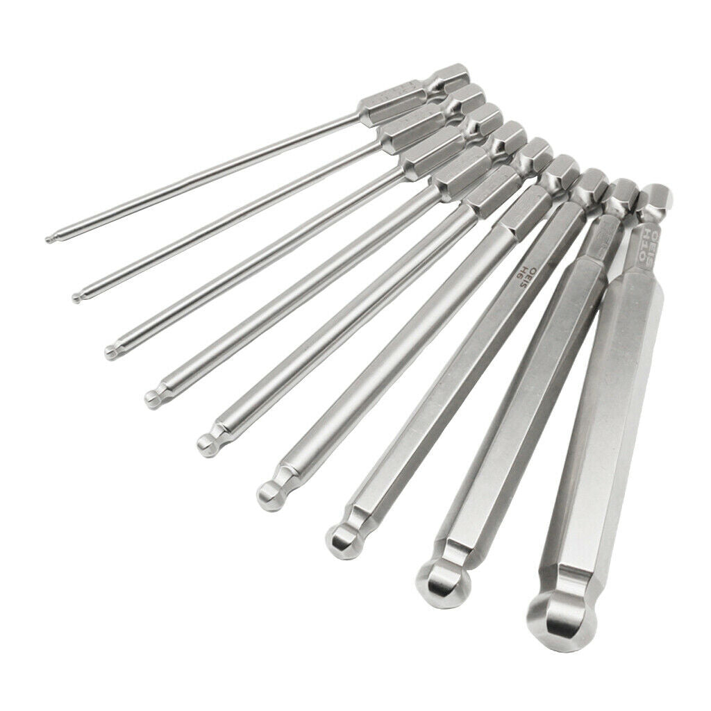100mm Magnetic Ball Hexagon Screwdriver Bits H1.5-10 1/4 Shank Hand Tools