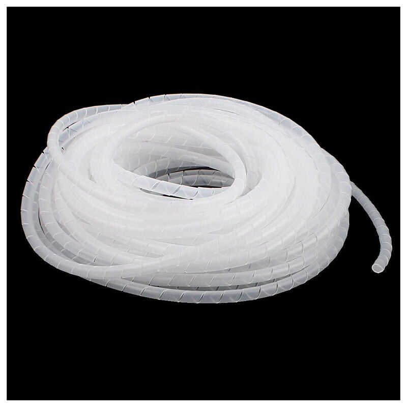 Cable Wire Organizer Manager Spiral Wrap Band 6mm Dia 15M Length White
