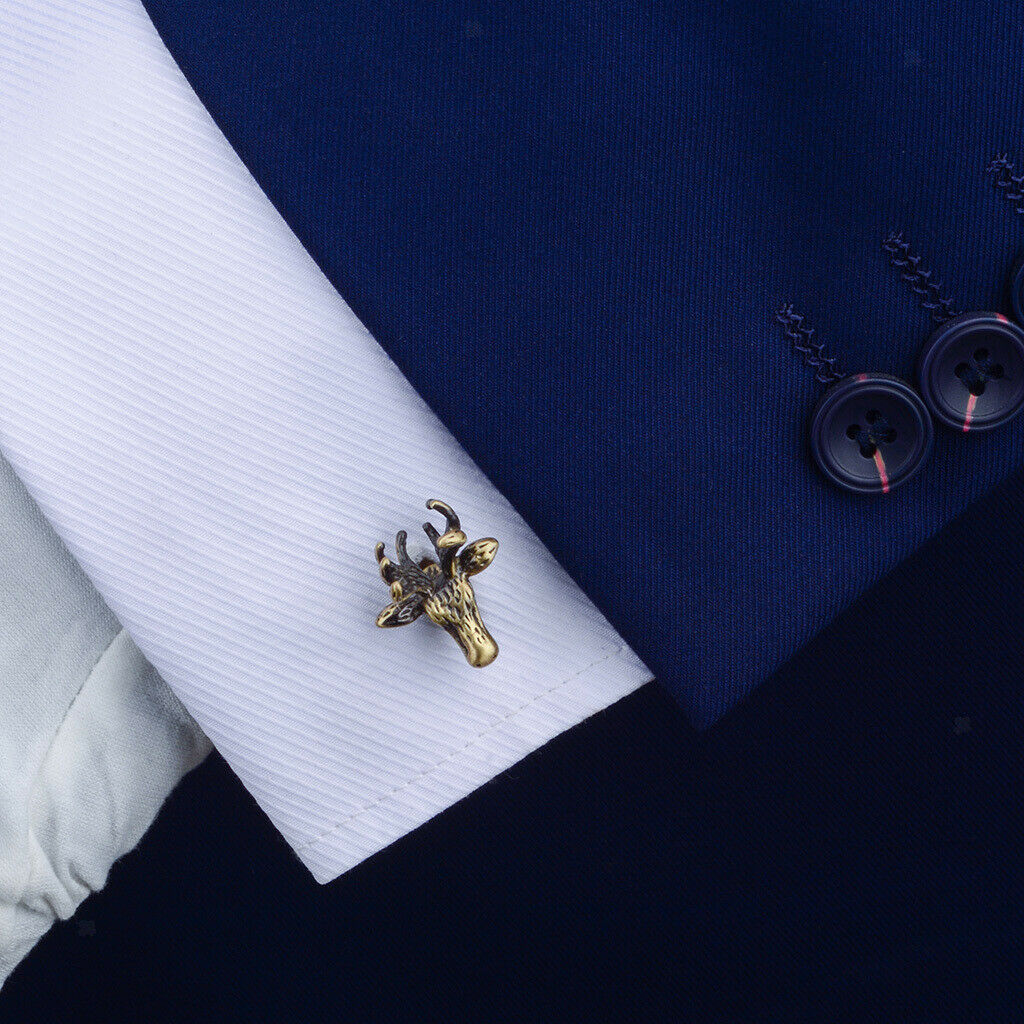 2pcs Men Cufflinks Retro Style Christmas Reindeer Cuff Links Shirt Jewelry