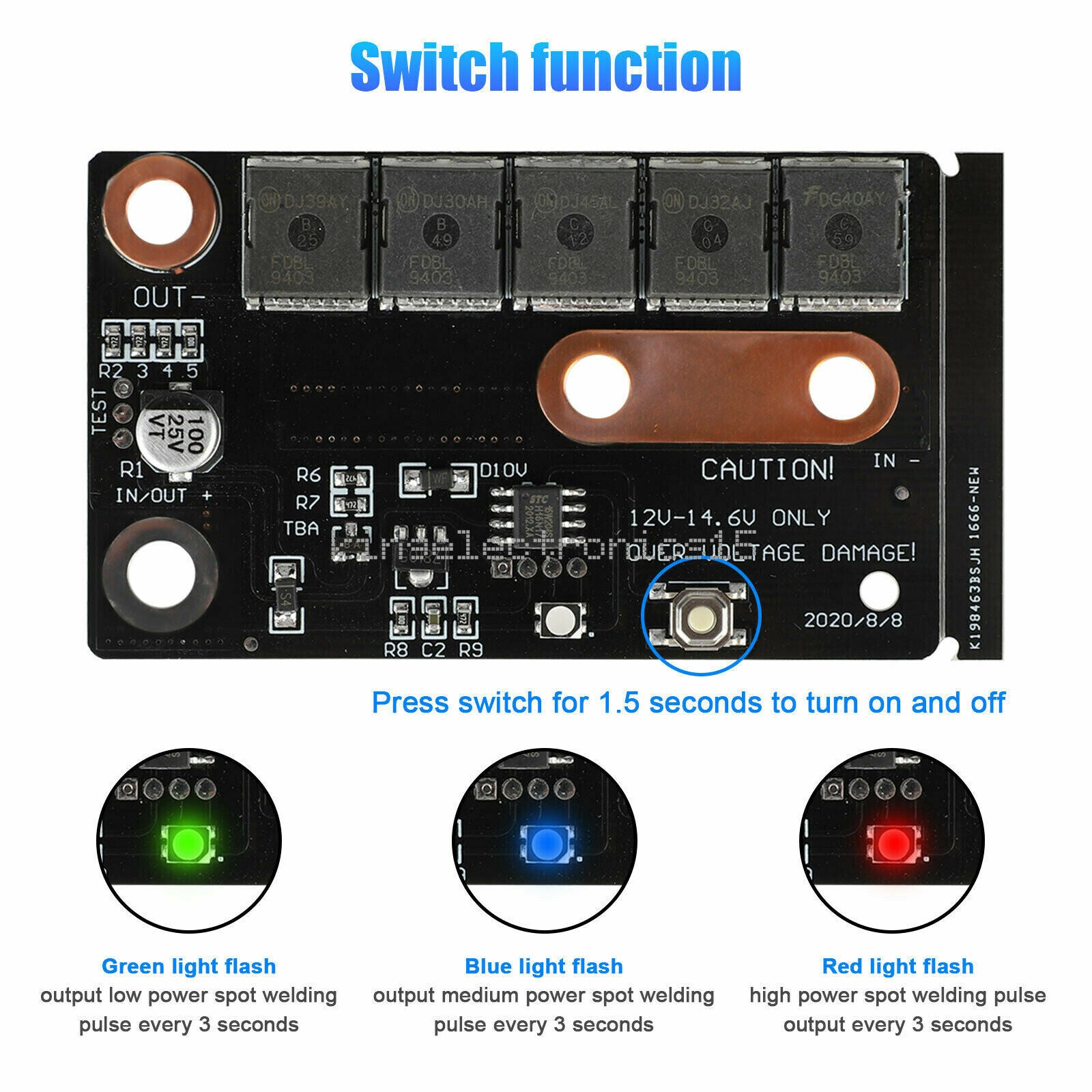 1X 12V Battery Energy Storage Spot Welder machine Welding Pen PCB Circuit Board