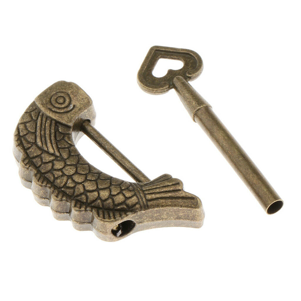 Carved Padlocks with Keys Lock Key for Jewelry Box Mini Gifts New Fish Shape
