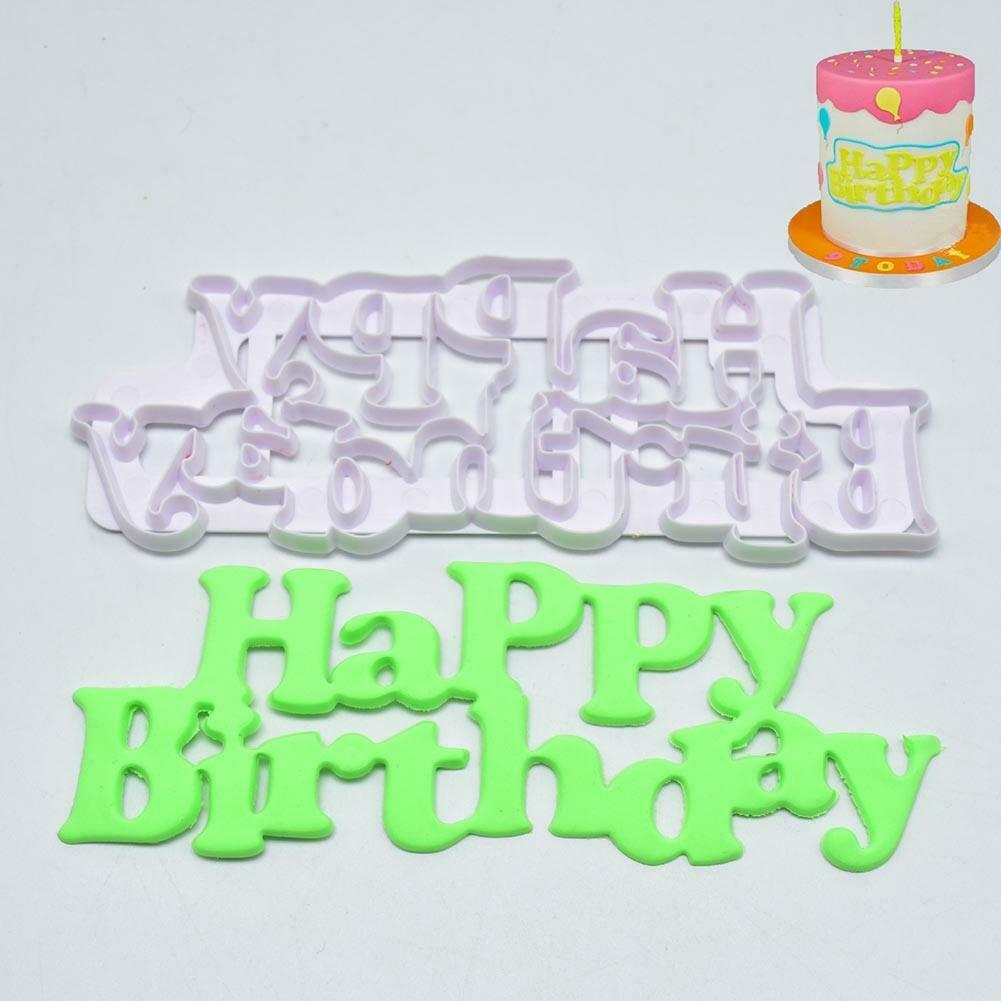 Happy Birthday Cake Mold DIY Sugarcraft Fondant Cutter Mould Baking Tool @