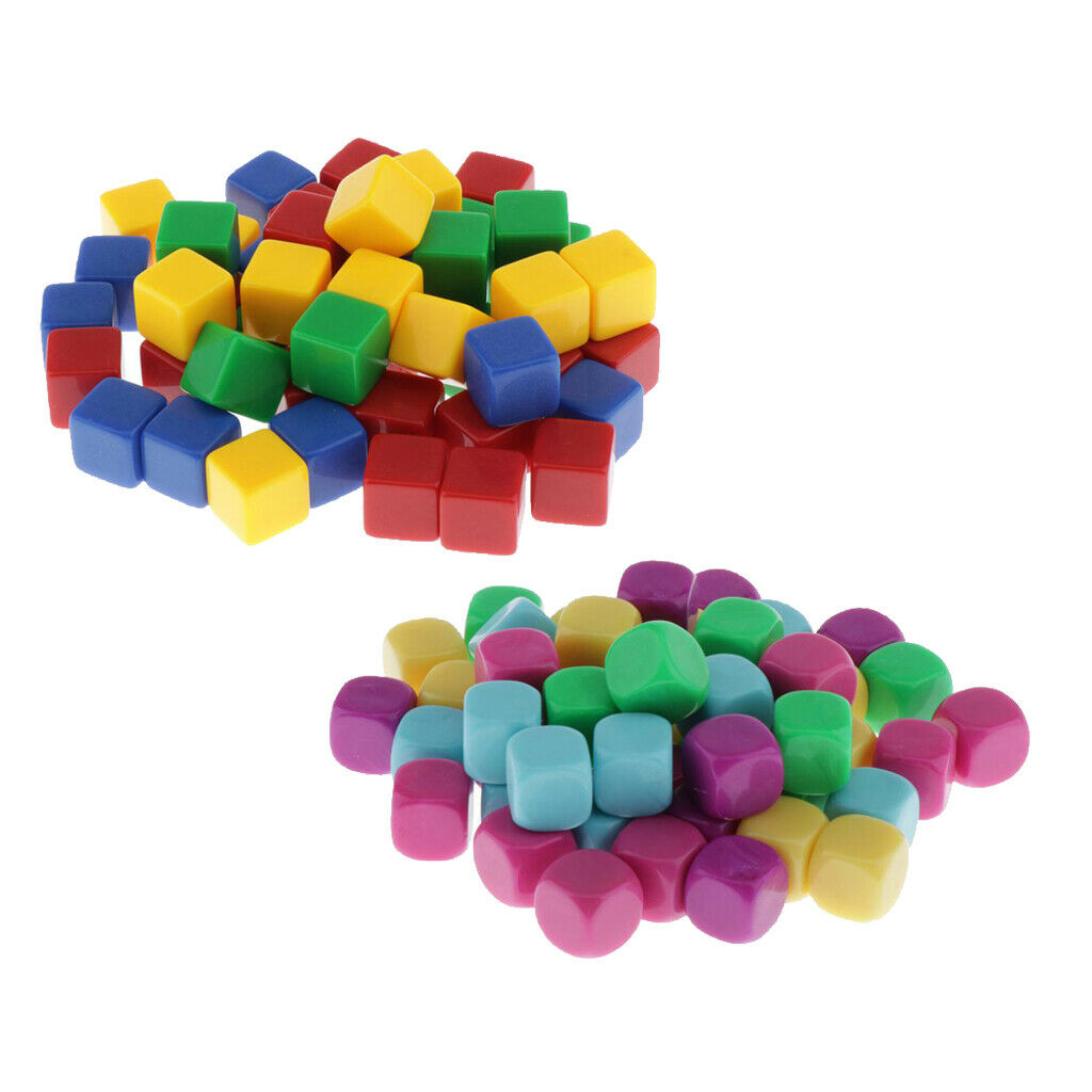 100PCS Rainbow Six Side Dice D6 Blank Dice Set for Party Game Supplies