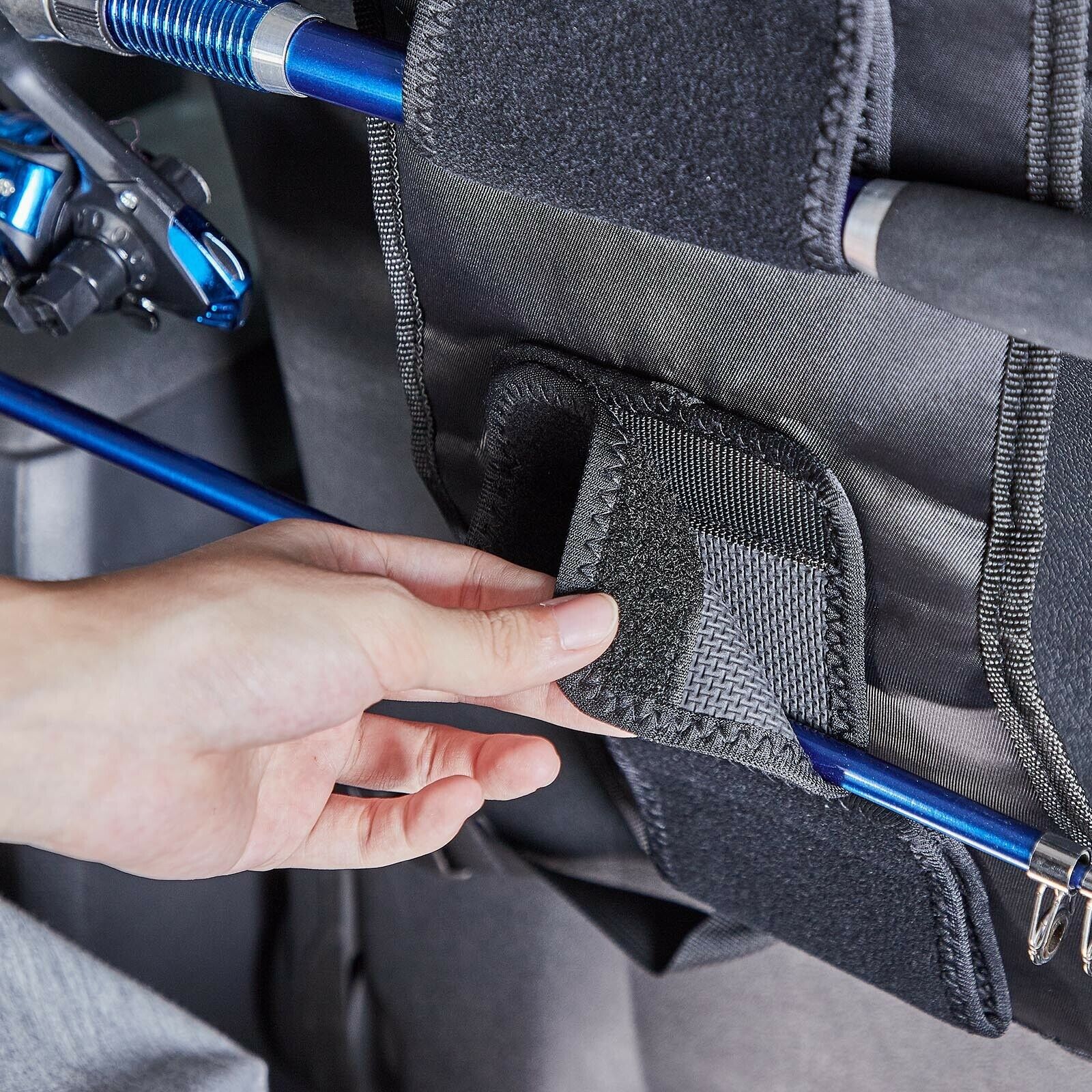 Portable Fishing Rod Holder for Car Backseat Carrier Bracket 3 Poles Storage