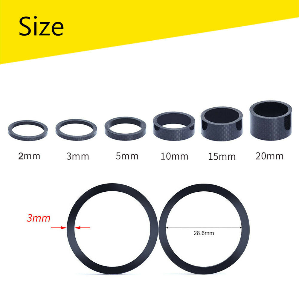 11PCS Mountain Bike Washers Full Carbon Stem Spacer 1-1/8" MTB Bicyle Front Fork