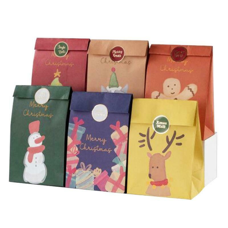 6 Pcs Christmas Gift Bags Xmas Candy Packing Bag New Year Cookies Wedding Items