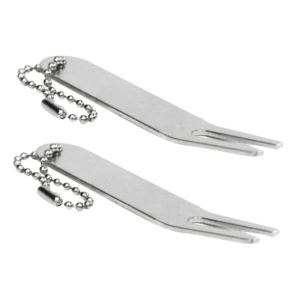 2x Portable Divot Tool Bent Putting Green Gift Prongs Club Accessories
