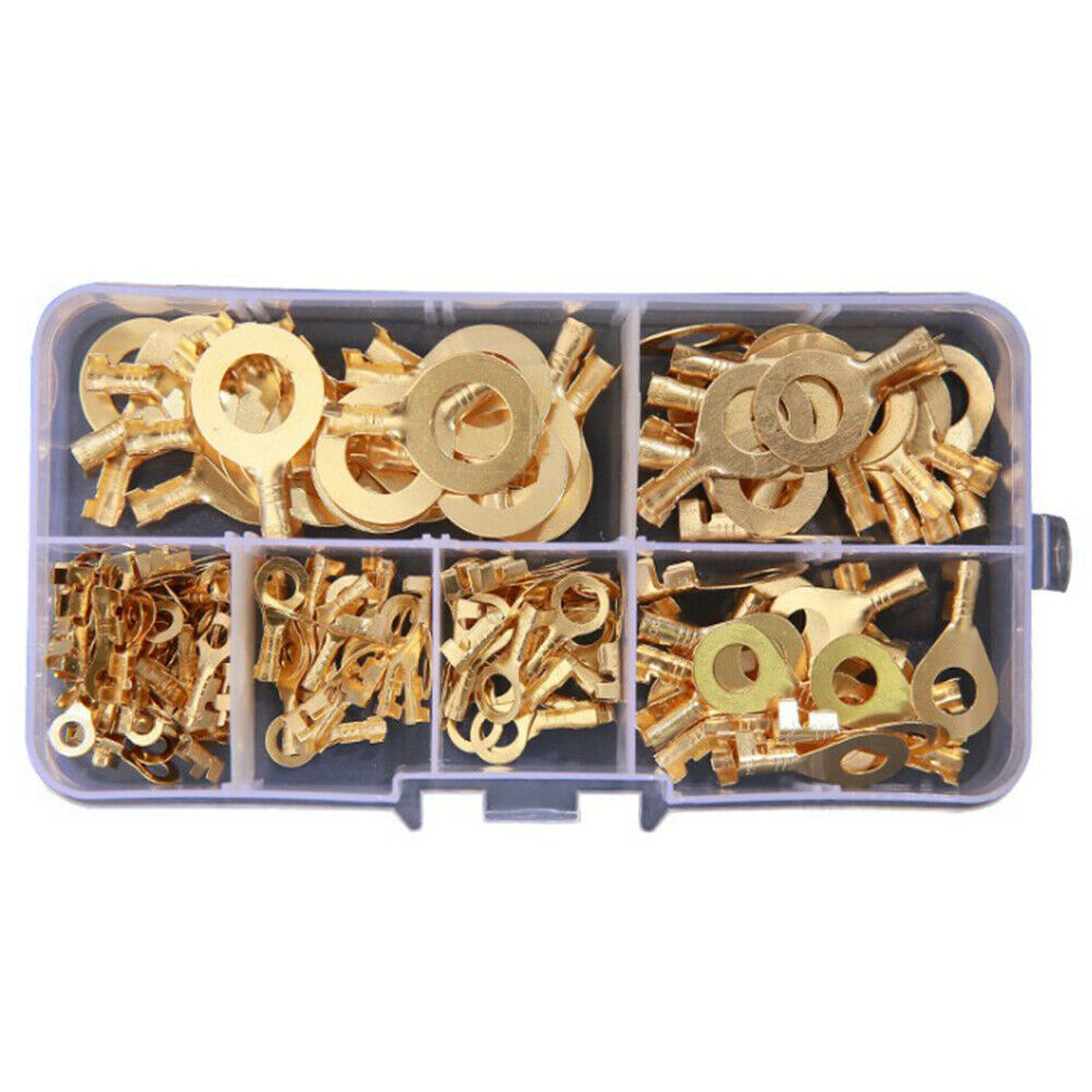 150Pcs Ring Eyes Copper Crimp Terminals Non-insulated Assortment Kit M3/M4/M5/M6