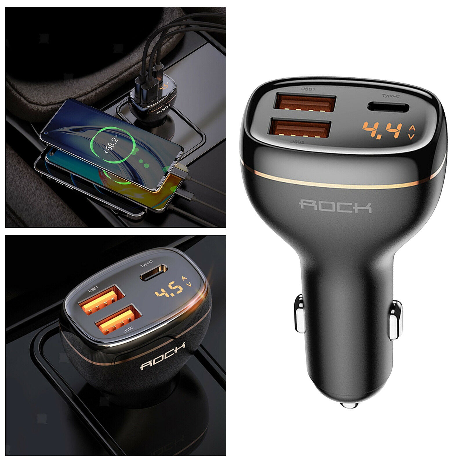 USB Car Charger Quick Charge PD&QC 3.0 LED Display Voltage Monitor Tool