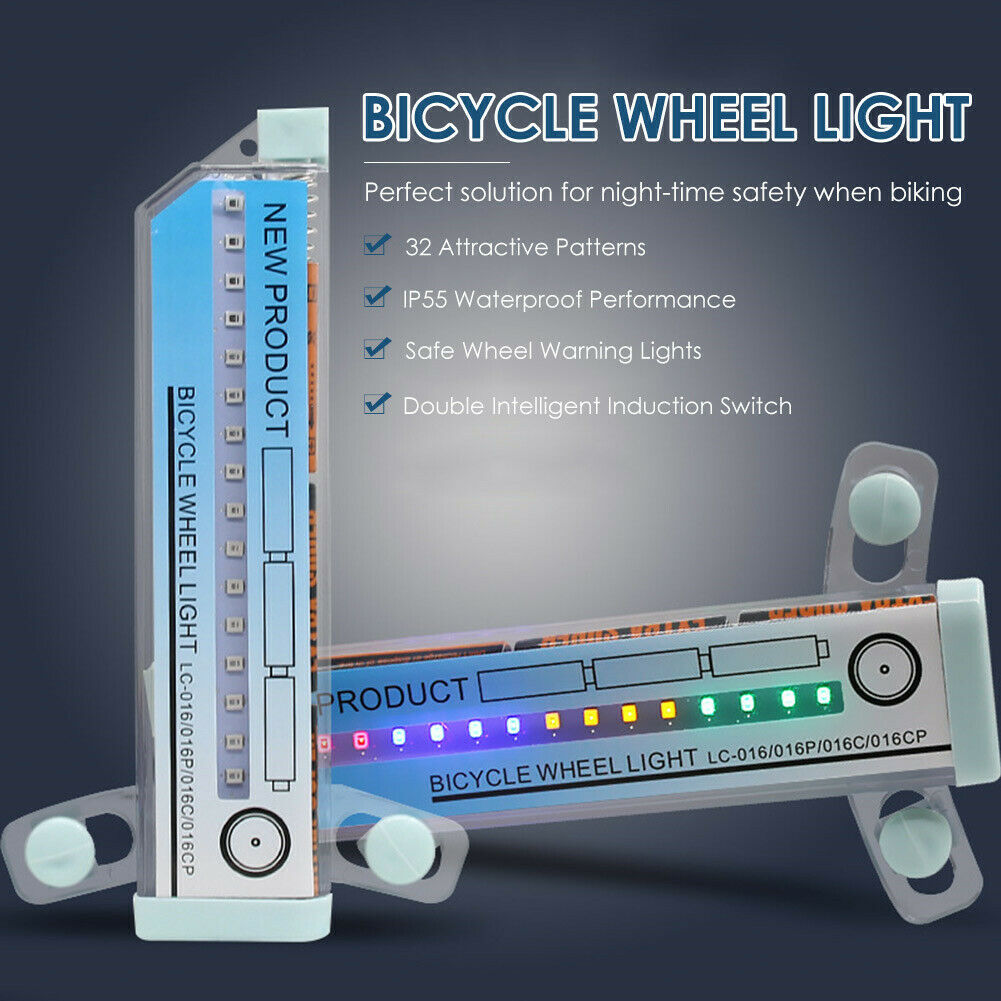 32 Patterns Bike Light Double Display Bicycle Spoke Light Riding Warning Lights