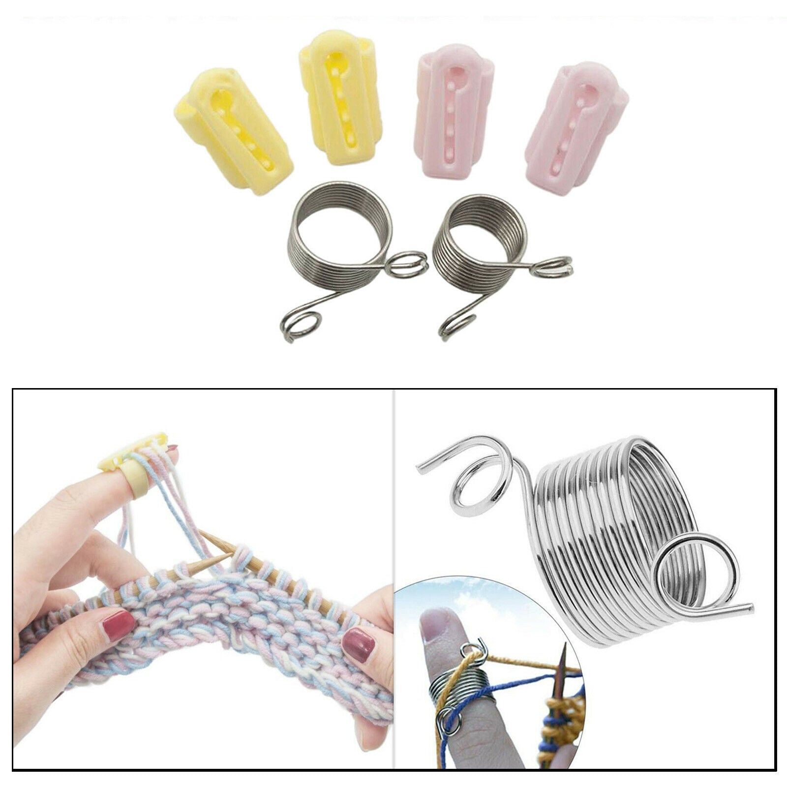 6x Yarn Guide Finger Holder Knitting Thimble Tool for Crochet Sewings Art Crafts