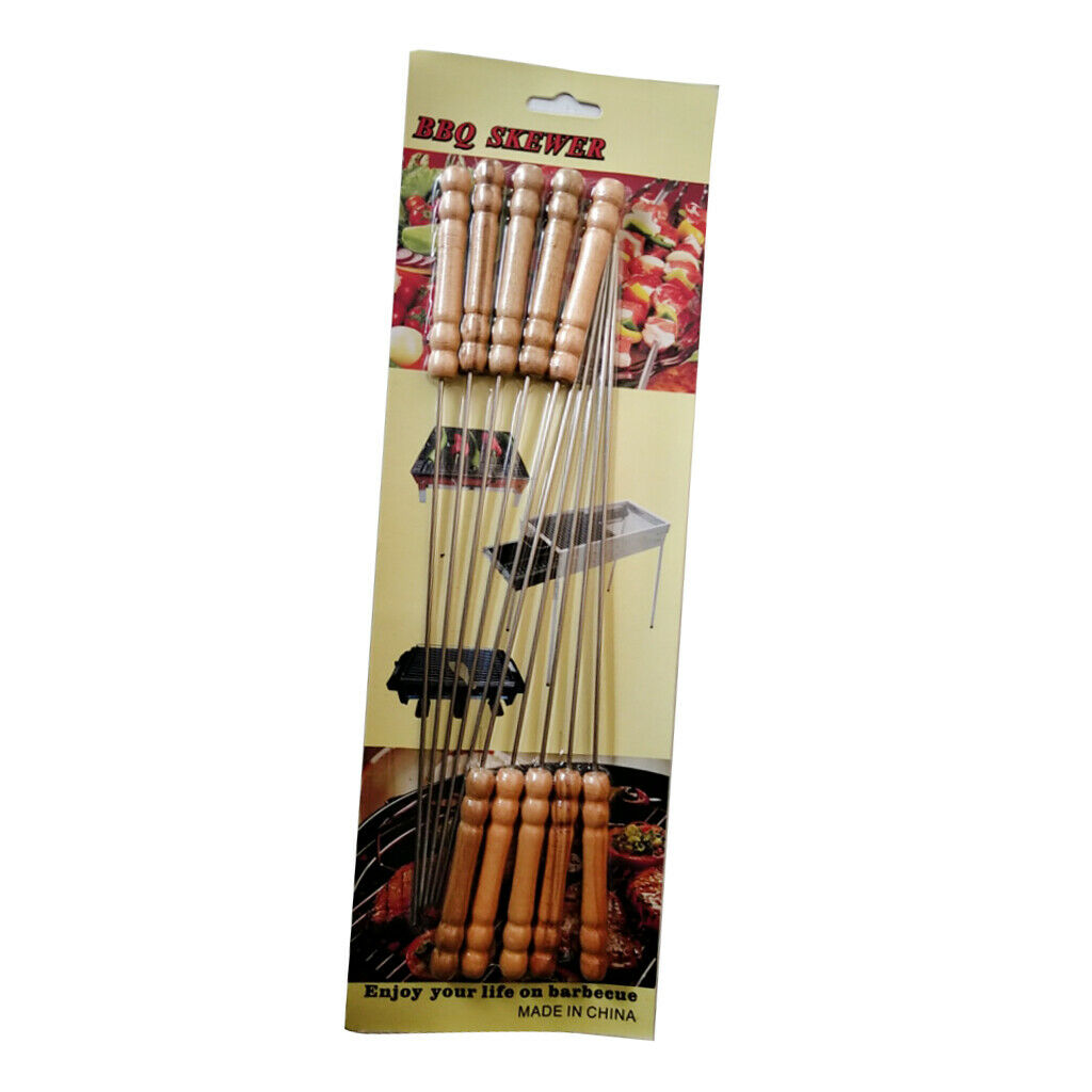 12pcs Barbecue Meat Skewers Stainless Steel Mutton Needle BBQ Skewers Tools