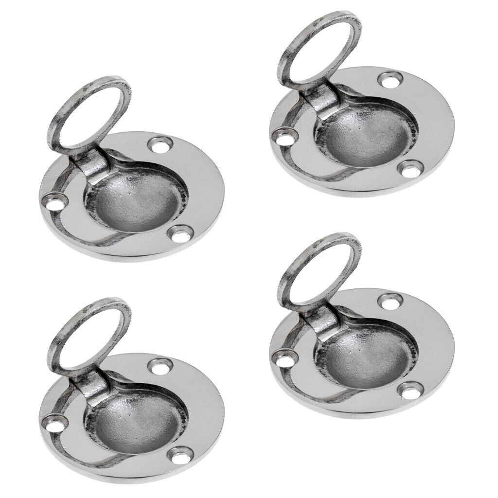 4 Pieces Boat Marine Stainless Steel Round Flush Lift Ring Hatch Pull Handle