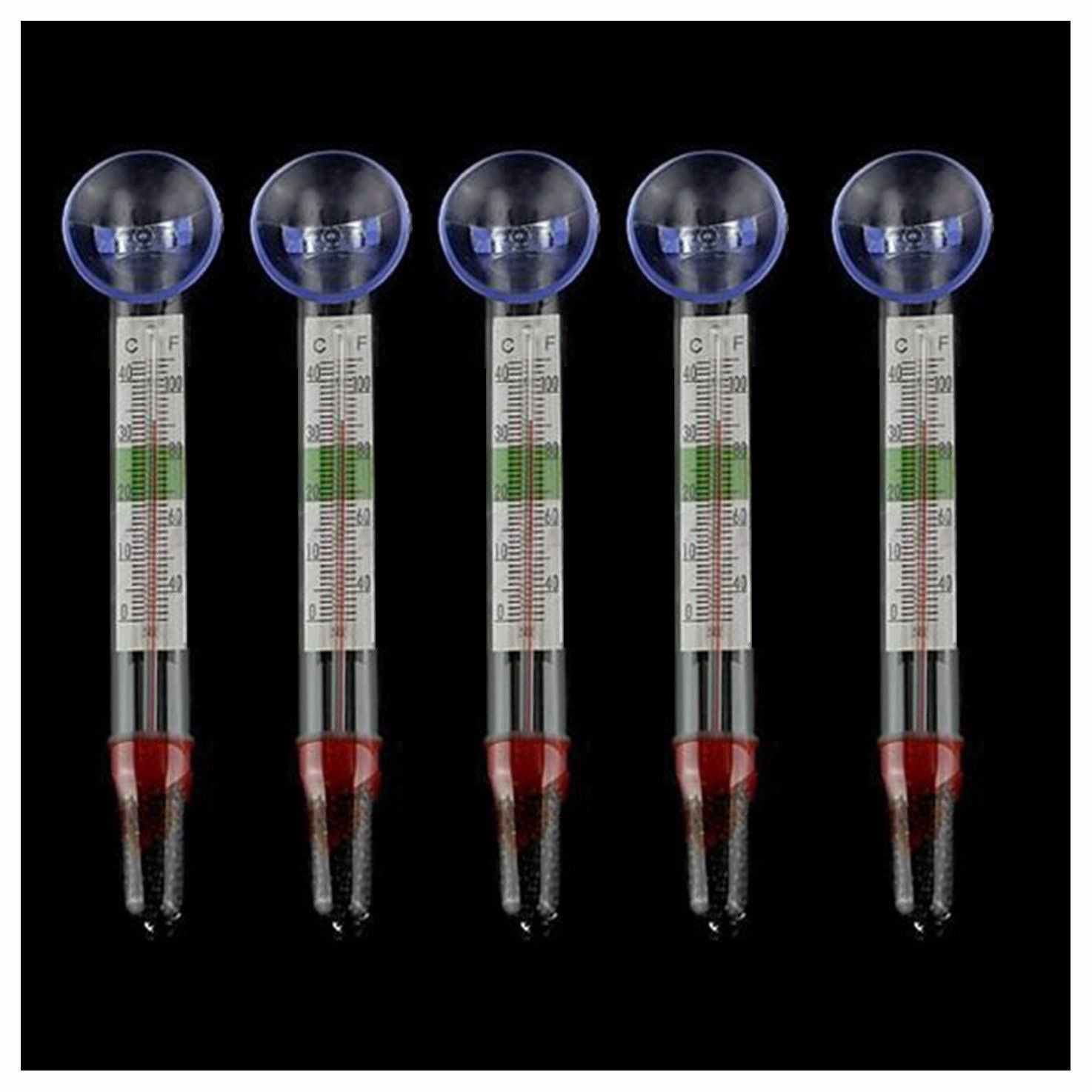 5 x Glass Meter Aquarium Fish Tank Water Temperature Thermometer Suction Cup