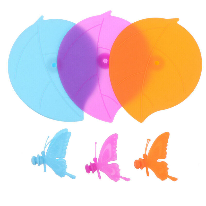Colorful Butterfly Leaves Silicone Cup Cover Dustproof Glass Plastic Mug CapBDA