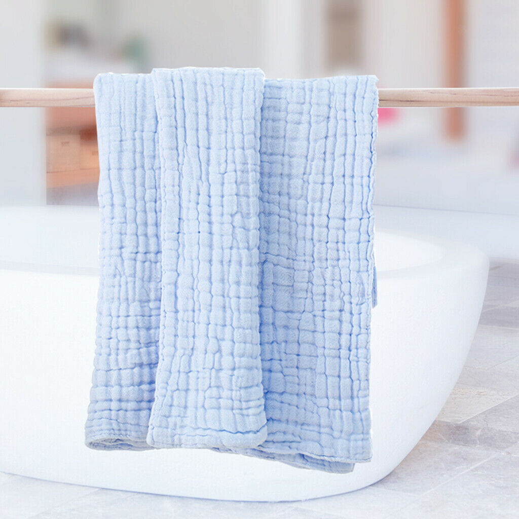 Soft Baby Infant Newborn Cotton Gauze Bath Towel Bathing Cloth Blue
