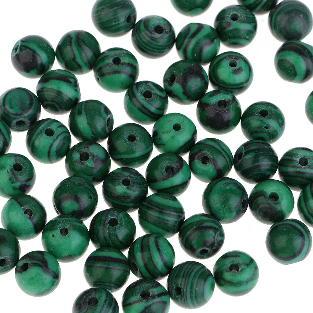 50 Pcs 8mm Green Natural Malachite Beads Gemstones For Jewelry Making