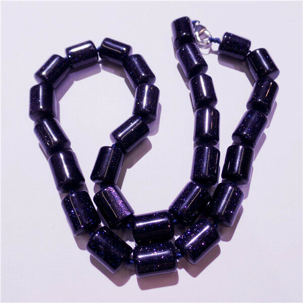 1 Strand 13x10mm Women Blue Sand Stone Cylinder Beads Handmade Necklace HH9253