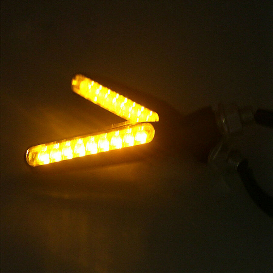 2Pcs Yellow Motorcycle Signal Indicator 12 LED Turn Light Snakeskin Style Handle
