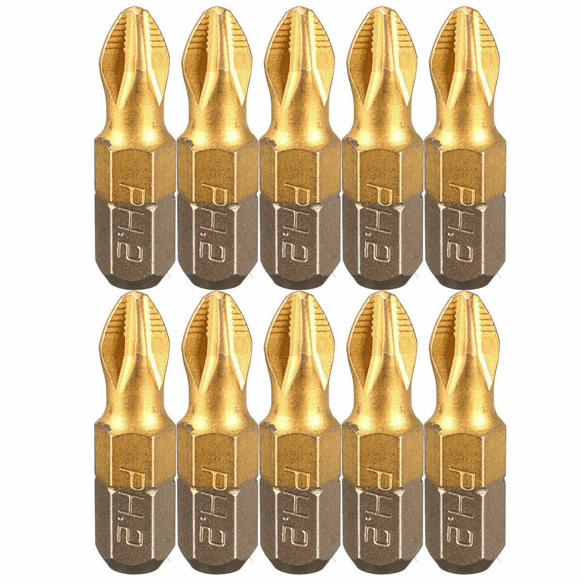 10X 1/4" Titanium Coated Anti Slip Hex Shank PH2 Screwdriver Bit Drill Bits 25mm