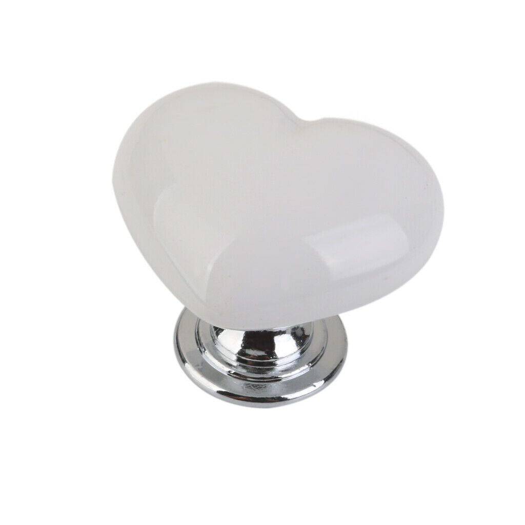 4x Ceramic Heart Shaped Knobs Drawer Knob Round Pull Handle Home Door Cabinet