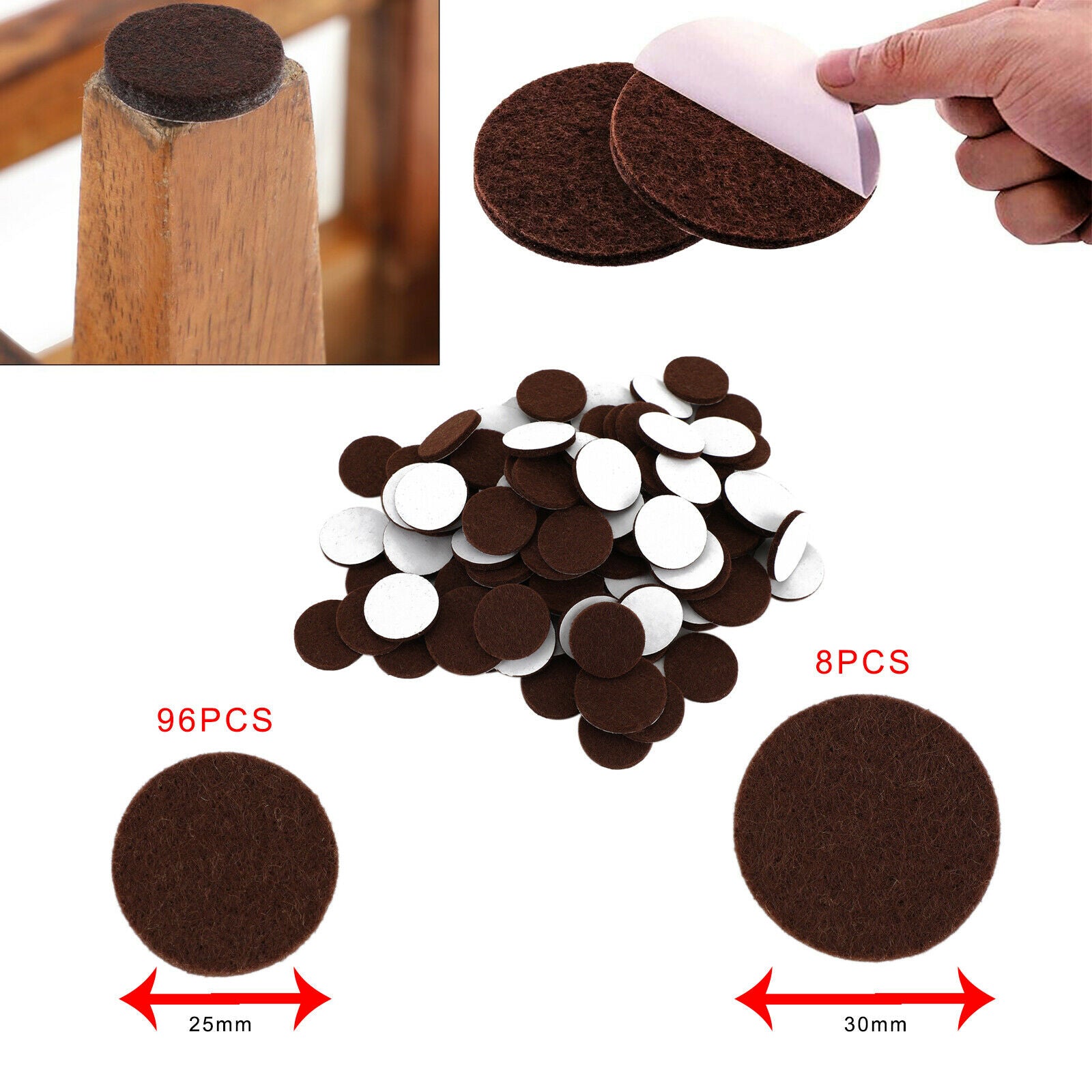 Furniture Pads Chair Leg Floor Protectors Felt Pads Hardwood Floors Brown USA