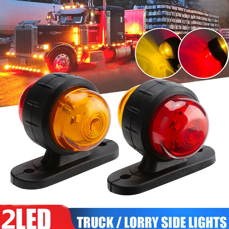 2x Red Amber Corner Side Marker LED Light Outline Lamp Truck Trailer Van Bus SJ
