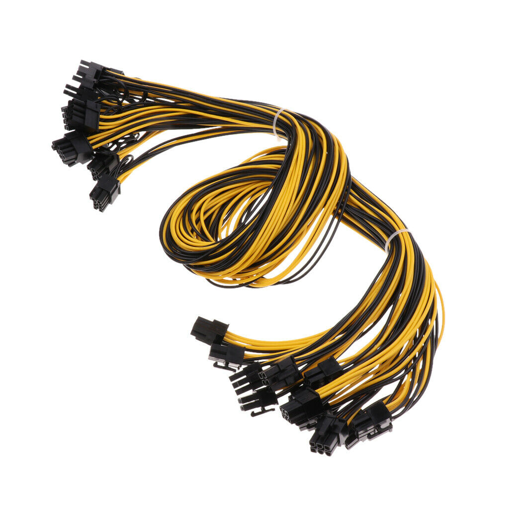 12Pcs PCIe 6Pin to 8-Pin (6+2Pin)PCI  Power Adapter Cable for Graphic