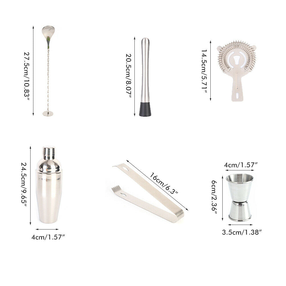 Bartender Kit With Stand Stainless Steel Cocktail Shaker With 10 Pieces Bar Tool